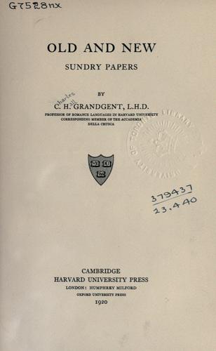 Cover for Old and new