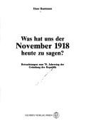 Cover for Was hat uns der November 1918 heute zu sagen?
