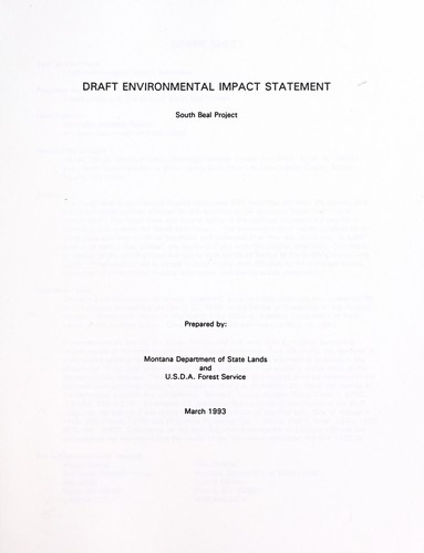 Cover for Draft environmental impact statement