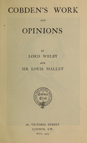 Cover for Cobden's work and opinions