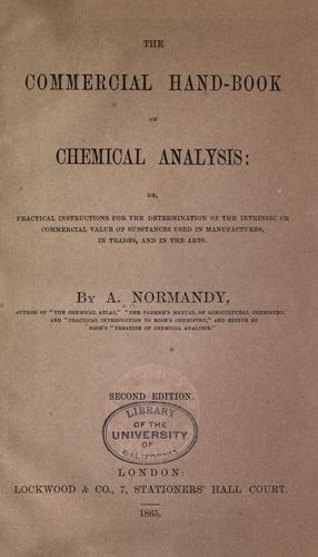 Cover for The commercial hand-book of chemical analysis