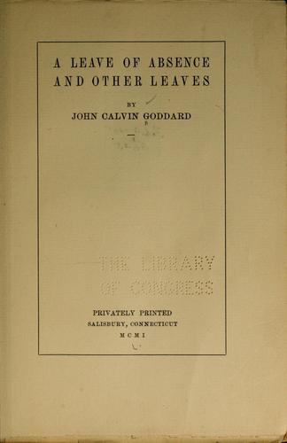 Cover for A leave of absence and other leaves ...