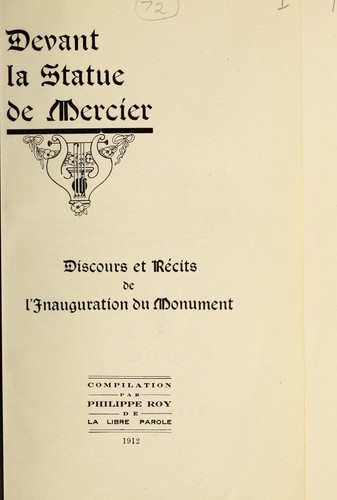 Cover for Devant la statue de Mercier