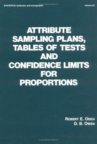 Cover for Attribute sampling plans, tables of tests, and confidence limits for proportions