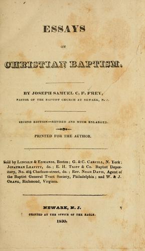 Cover for Essays on Christian baptism