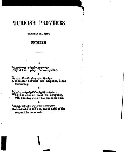 Cover for Turkish proverbs, tr. into English