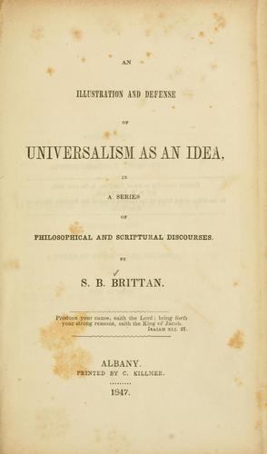 Cover for An illustration and defense of Universalism as an idea