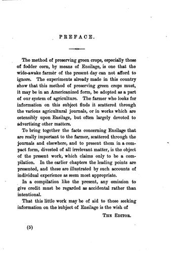 Cover for Silos and Ensilage: The Preservation of Fodder Corn and Other Green Fodder ...