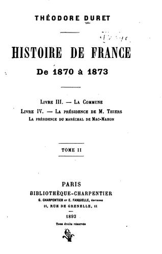 Cover for Histore de France de 1870 à 1873 ...
