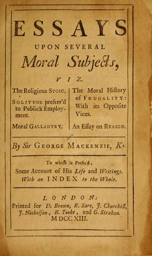 Cover for Essays upon several moral subjects ...