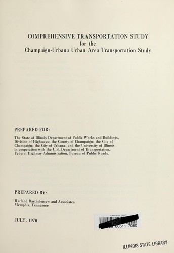 Cover for Comprehensive transportation study for the Champaign-Urbana urban area transportation study