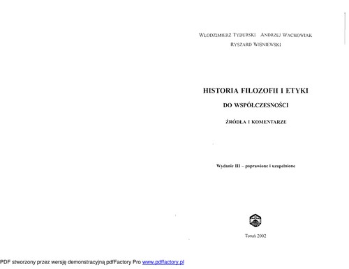 Cover for Historia filozofii i etyki do wspo ¿czesnos ci