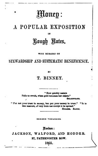 Cover for Money: A Popular Exposition in Rough Notes