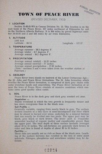 Cover for Survey of Town of Peace River