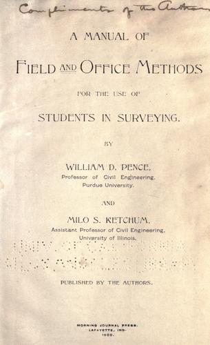 Cover for A manual of field and office methods for use of students in surveying.