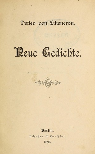 Cover for Neue Gedichte