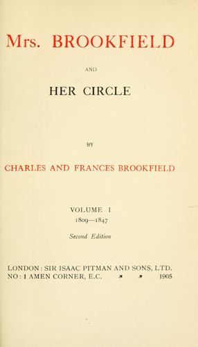 Cover for Mrs. Brookfield and her circle