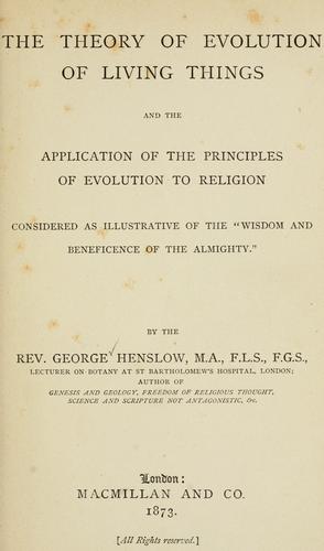 Cover for The theory of evolution of living things