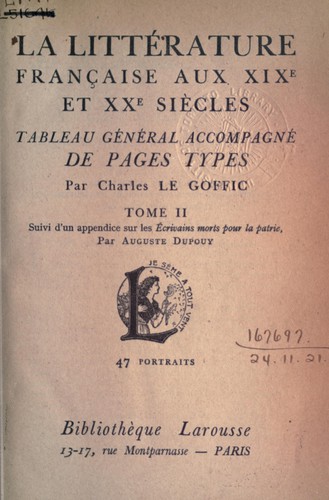 Cover for La littérature française au 19e