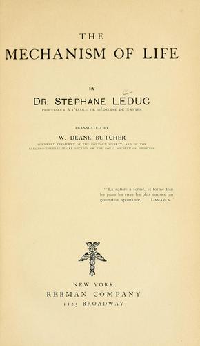 Cover for The mechanism of life