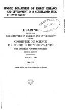 Cover for Funding Department of Energy research and development in a constrained budget environment