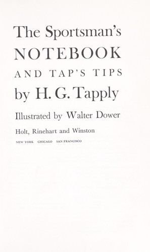 Cover for The sportsman's notebook and Tap's tips