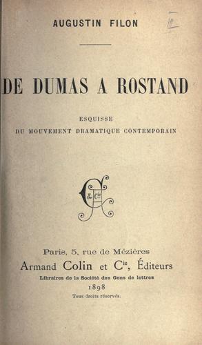 Cover for De Dumas à Rostand