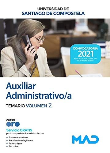 Cover for Auxiliar Administrativo/a de la Universidad de Santiago de Compostela. Temario Volumen 2