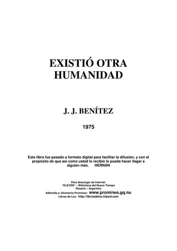 Cover for Existió Otra Humanidad