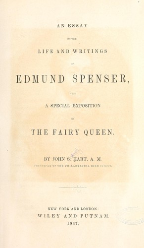 Cover for An essay on the life and writings of Edmund Spenser