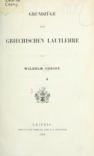 Cover for Grundzüge der griechischen Lautlehre.