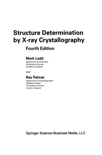 Cover for Structure Determination by X-ray Crystallography