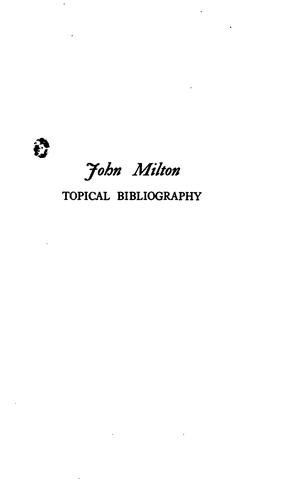 Cover for John Milton: Topical Bibliography