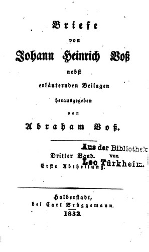 Cover for Briefe von Johann Heinrich Voss