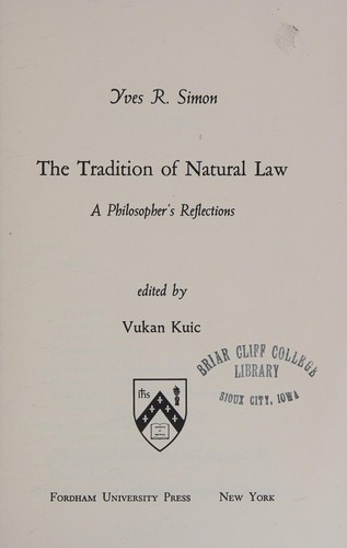 Cover for The tradition of natural law