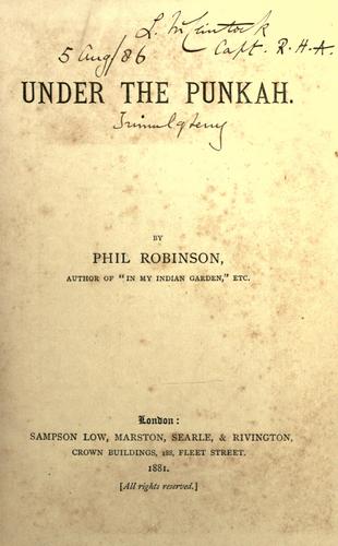 Cover for Under the punkah