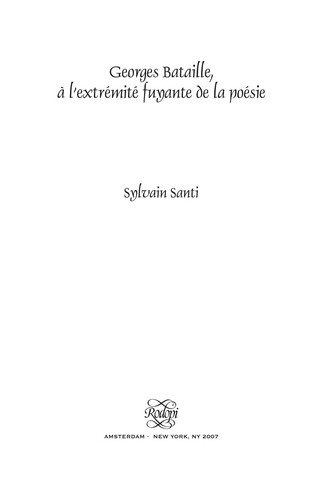 Cover for Georges Bataille,  à l'extrémité fuyante de la poésie