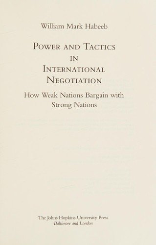 Cover for Power and tactics in international negotiation