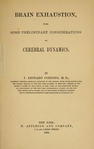 Cover for Brain exhaustion, with some preliminary considerations on cerebral dynamics