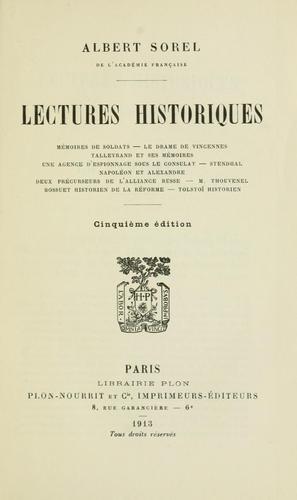 Cover for Lectures historiques.