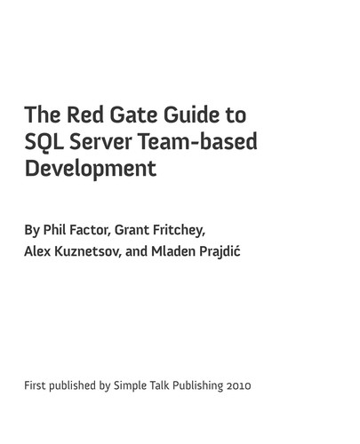 Cover for SQL server team-based development