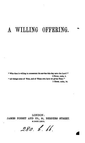 Cover for A willing offering [verse].