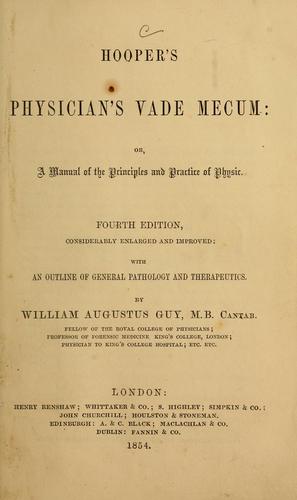 Cover for Hooper's physician's vade mecum, or, A manual of the principles and practice of physic