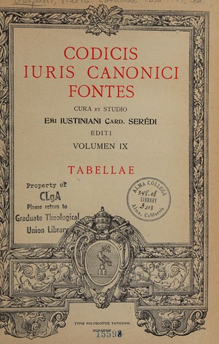 Cover for Codicis iuris canonici fontes