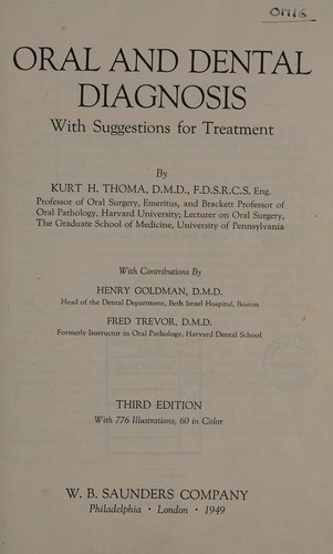 Cover for Oral and dental diagnosis