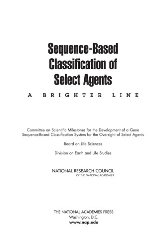 Cover for Sequence-based classification of select agents