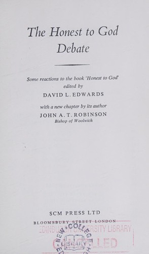 Cover for The Honest to God Debate