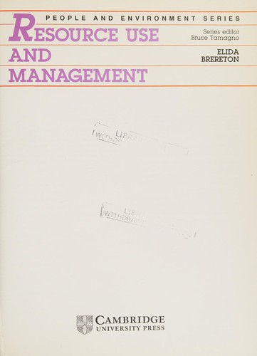 Cover for Resource use and management