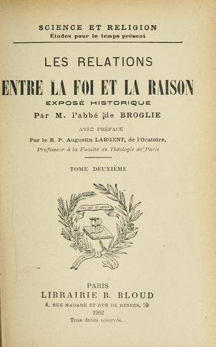 Cover for Les relations entre la foi et la raison
