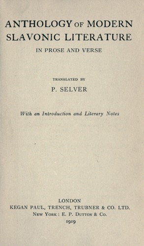 Cover for Anthology of modern Slavonic literature in prose and verse